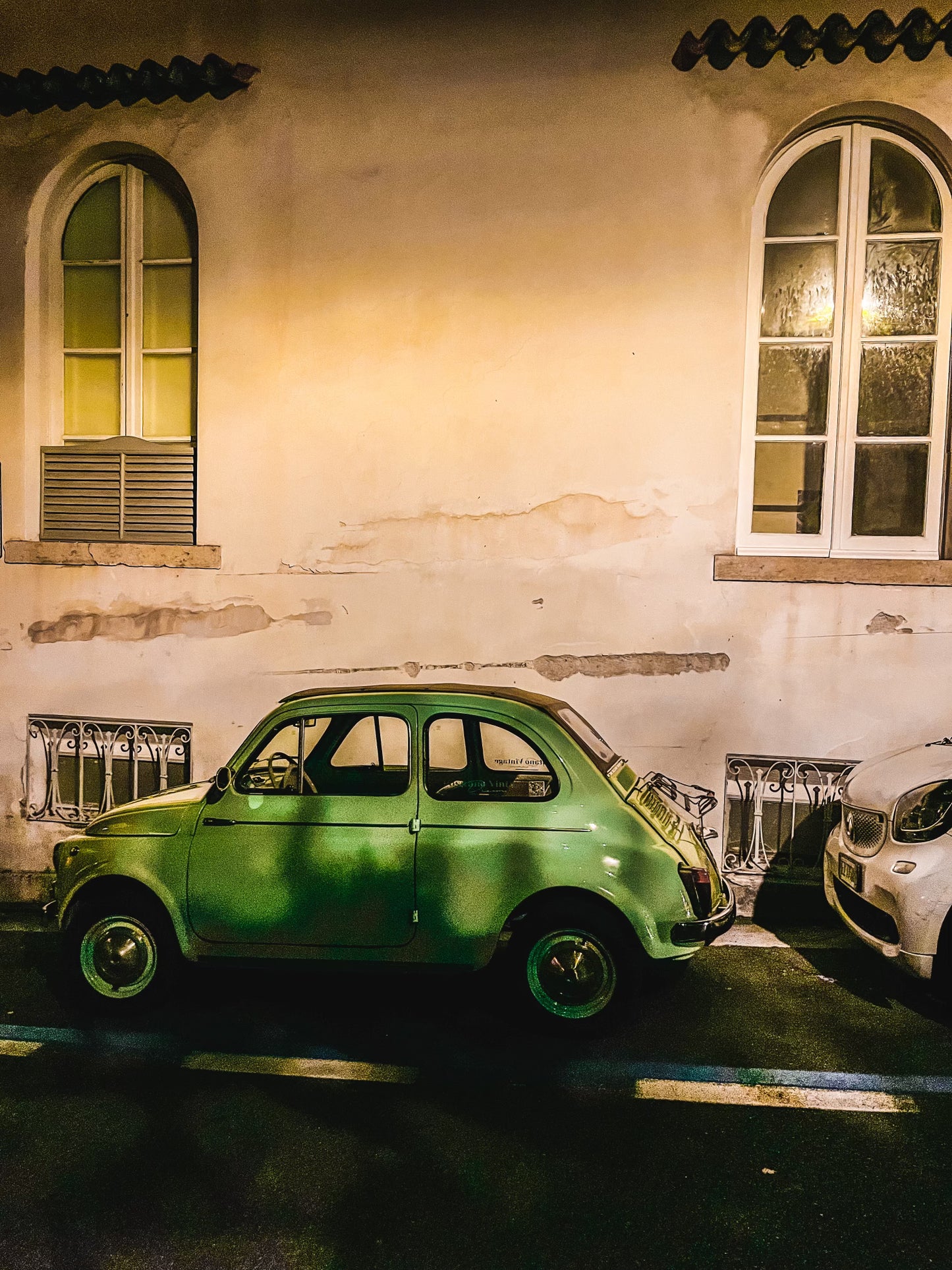 Night photo of a car in Positano, Italy - Wall Art